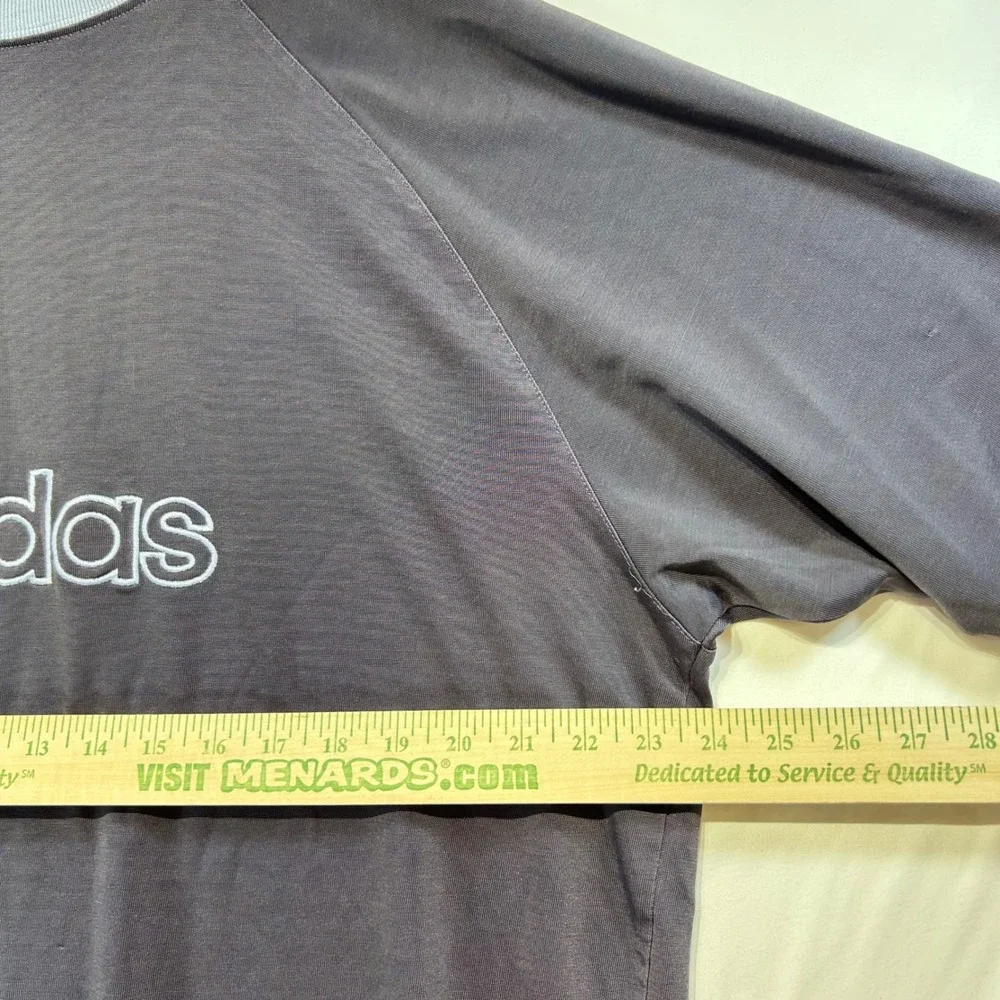 Vintage Adidas Blokecore Raglan Ringer Shirt XL Retro Sport Streetwear Grey Blue